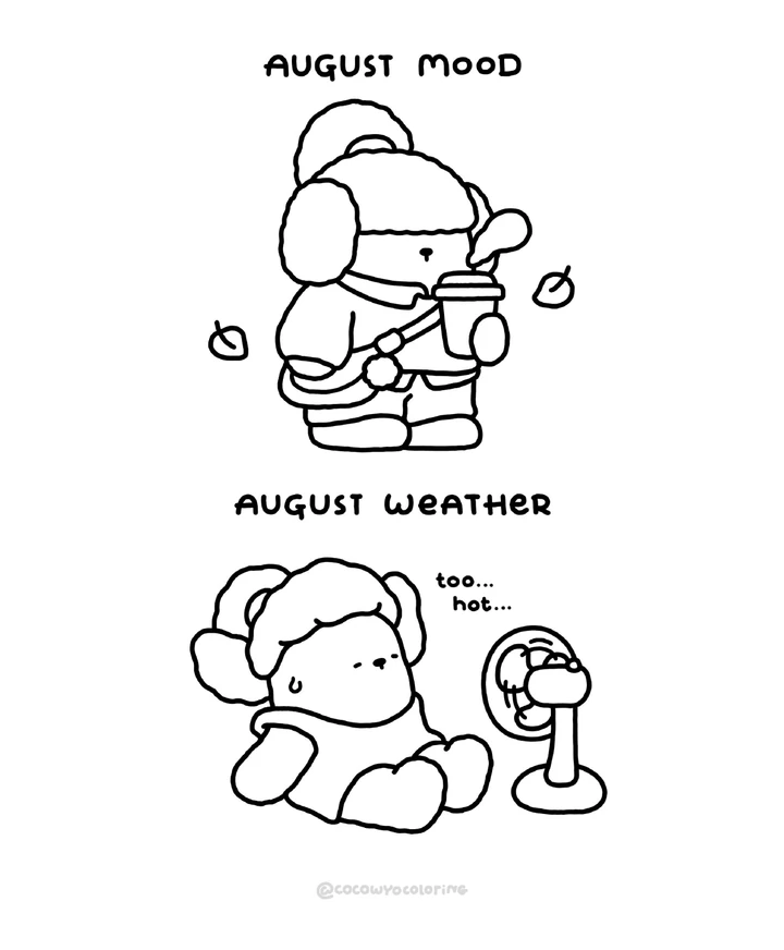 Een kleurplaat voor de stemming en het weer van augustus