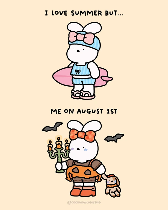 Een kleurplaat die 31 juli met 1 ‘augtober’ vergelijkt